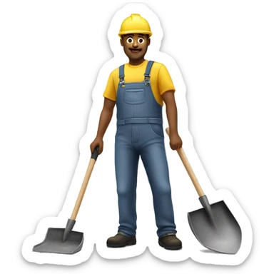 photorealistic worker with a shovel sticker