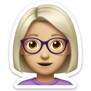 extra pale little girl in purple glasses and dark hair sticker