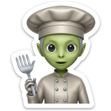 funny character with cook hat but not human also alien or robot sticker