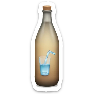 a bottle with a glass of water sticker