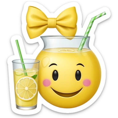 Smiley face with bow and lemonade  sticker