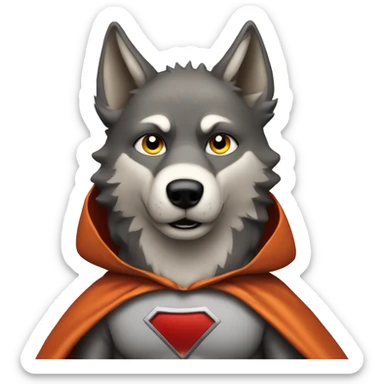 wolf superhero with cape sticker