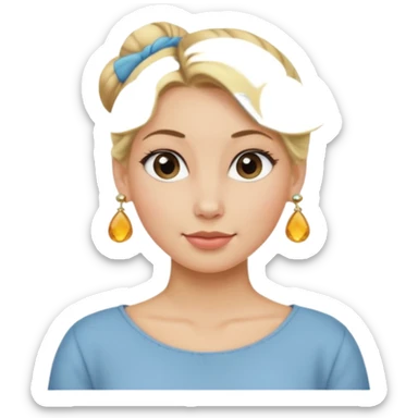 blonde woman with hair in a bun and earrings sticker