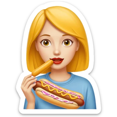 woman eating hotdog sticker