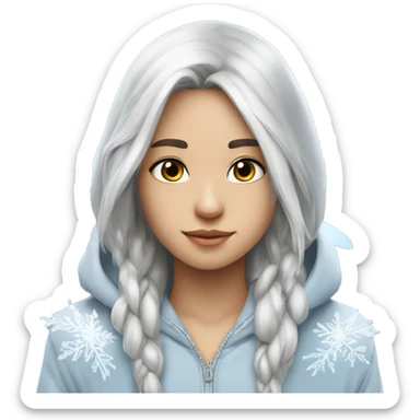 big wings, hood, silver, icy ,snowflake, Beautiful, fairy, long hair sticker