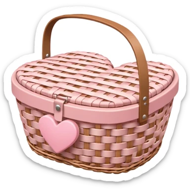 Light pink heart shaped picnic basket  sticker