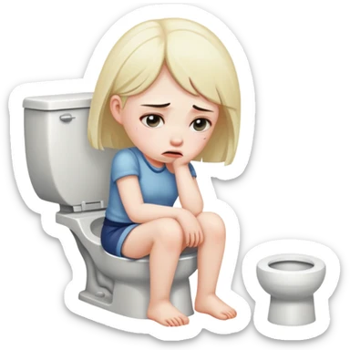 sad girl suffering on toilet sticker