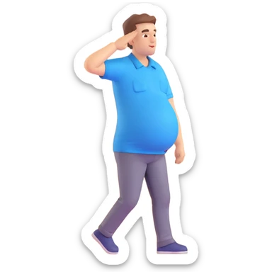 pregnant man saluting wearing a blue shirt sticker