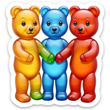 Three gummy bears holding hands sticker