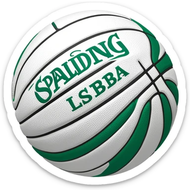 Minimalist green and white Spalding basketball with NBA logo, Celtics colors, iOS emoji style sticker