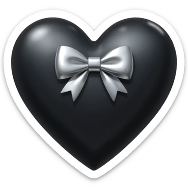 black heart with a silver bow sticker