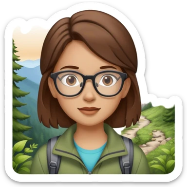 Girl with brown hair and glasses hiking  sticker