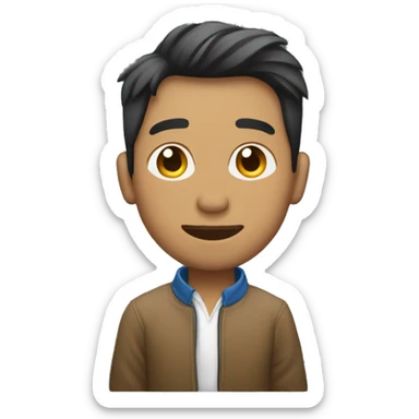 A white Filipino Developer in front of his Mac Book Laptop sticker