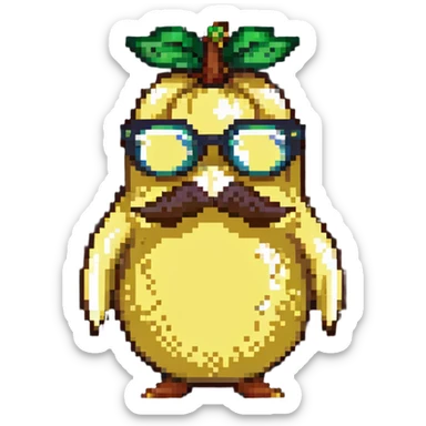 Banana with glasses and mustache, serious expression sticker