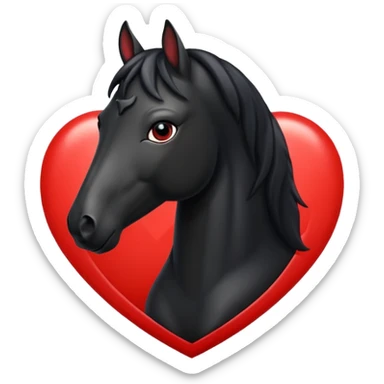 Black Horse centered within a red heart emoji sticker
