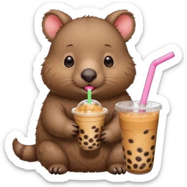 wombat drinks bubble tea sticker
