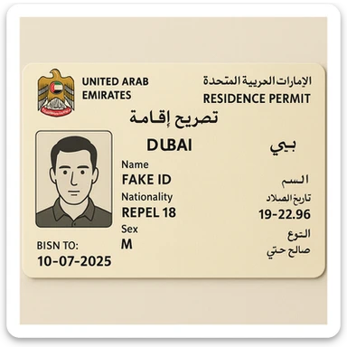 Dubai Residence Permit Card sticker