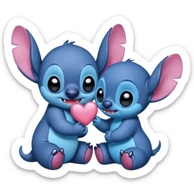 Puedes crear un Match de Stitch (azul y rosada) por separado simulando que se dan un beso, tipo sticker OS phone sticker