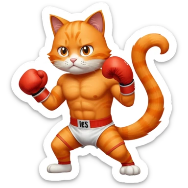 Gato naranja boxeando sticker