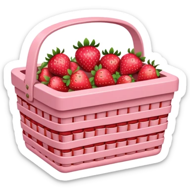 Pink Picnic Basket With Strawberries sticker