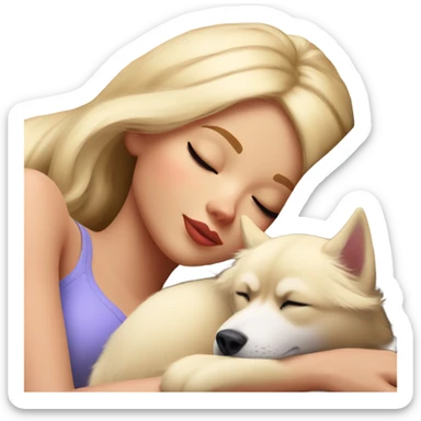 Pretty blonde Barbie napping with red Siberian Husky  sticker
