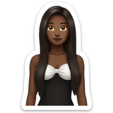 woman brown skin long hair black cat sticker