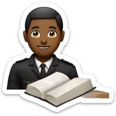 Generame un Adolecente color entre negro y blanco con un uniforme de la escuela y un libro de a iglesia en la mano. sticker