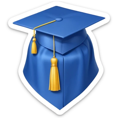 blue graduation cap with yellow tassel sticker