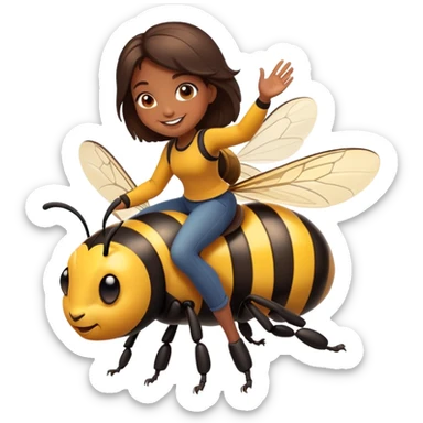 Girl riding a bumblebee  sticker
