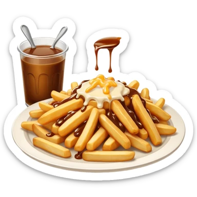 poutine in a white plate sticker