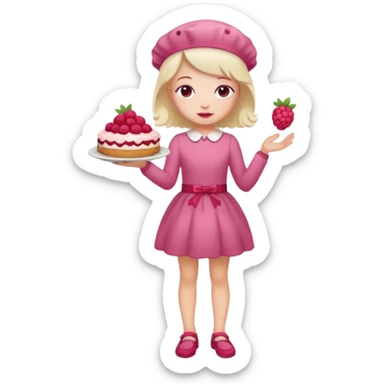 Raspberry torte human full body and legs girl with a raspberry barrette on her head sticker
