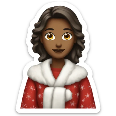 Brunette in Christmas robe  sticker