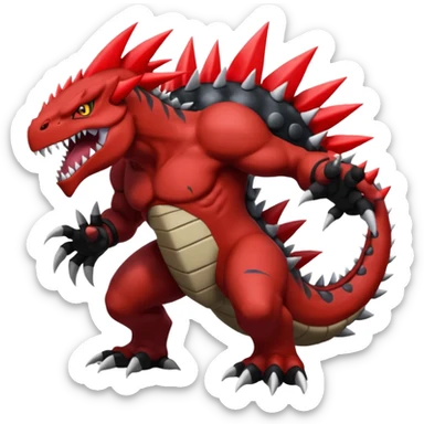 Darkrai-Groudon-Yveltal-Fakémon hybrid creature, full body, more Groudon features sticker