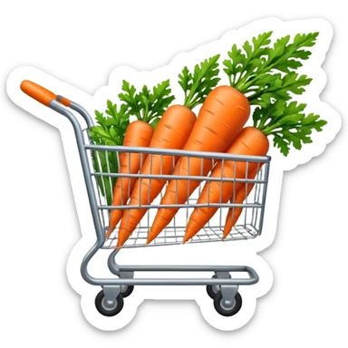 Shopping cart with carrot inside
 sticker