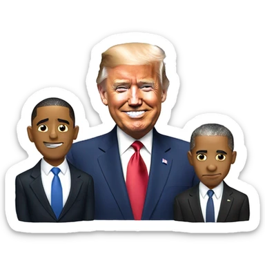 Barack Obama with Joe Biden and Donald Trump sticker