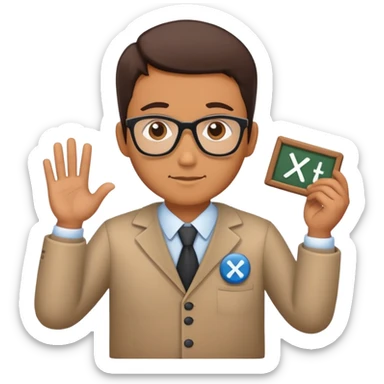 Math teacher with multiplication, addition, subtraction, and division symbols sticker