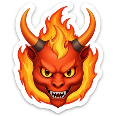 devil horn on fire logo sticker