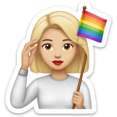 woman with lgbt flag sticker
