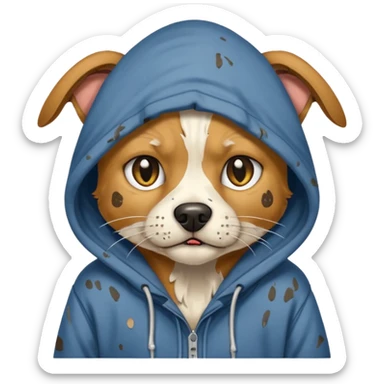 homeless dog cat with torn hoodie


 sticker