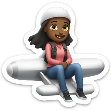 girl sitting on top of a plane sticker