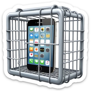 a mobile phone locked in cage sticker