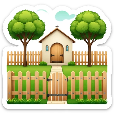 closed courtyard icon, safe private yard surrounded by buildings, minimal flat vector style sticker