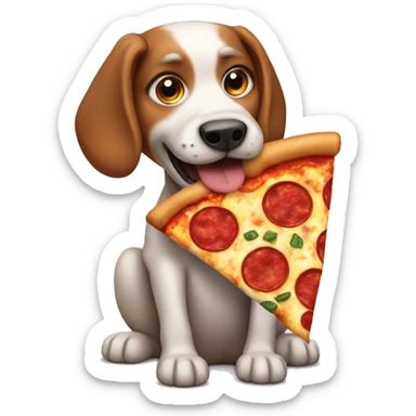 Dog eating a pizza sticker