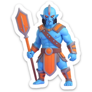 blue-skinned giant warrior with stitched skin sticker