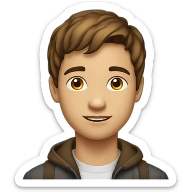 garçon adolescent cheveux bruns court sur les cotés lisse sue le dessus premier de la classe sticker