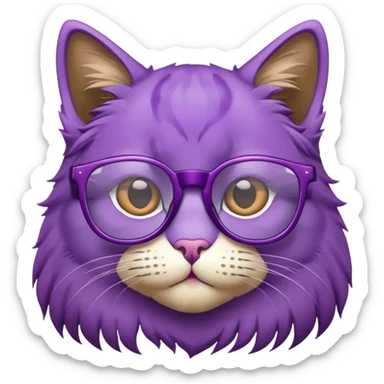 purple cat wearing glasses sticker