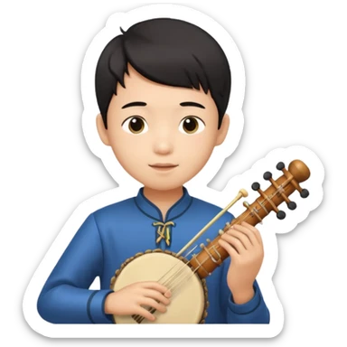 asian boy playing instrument sticker