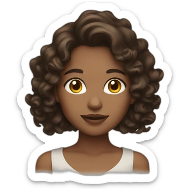 brunette with honey eyes and curls sticker