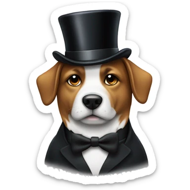 Dog with tux and top hat sticker