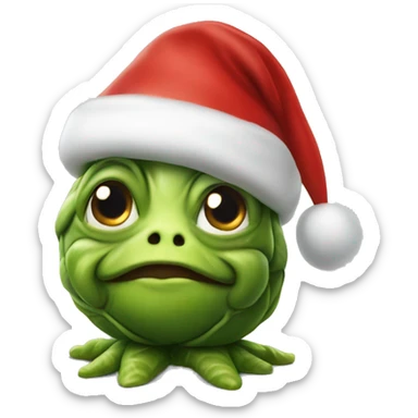 One realistic Brussel sprout with Christmas hat sticker
